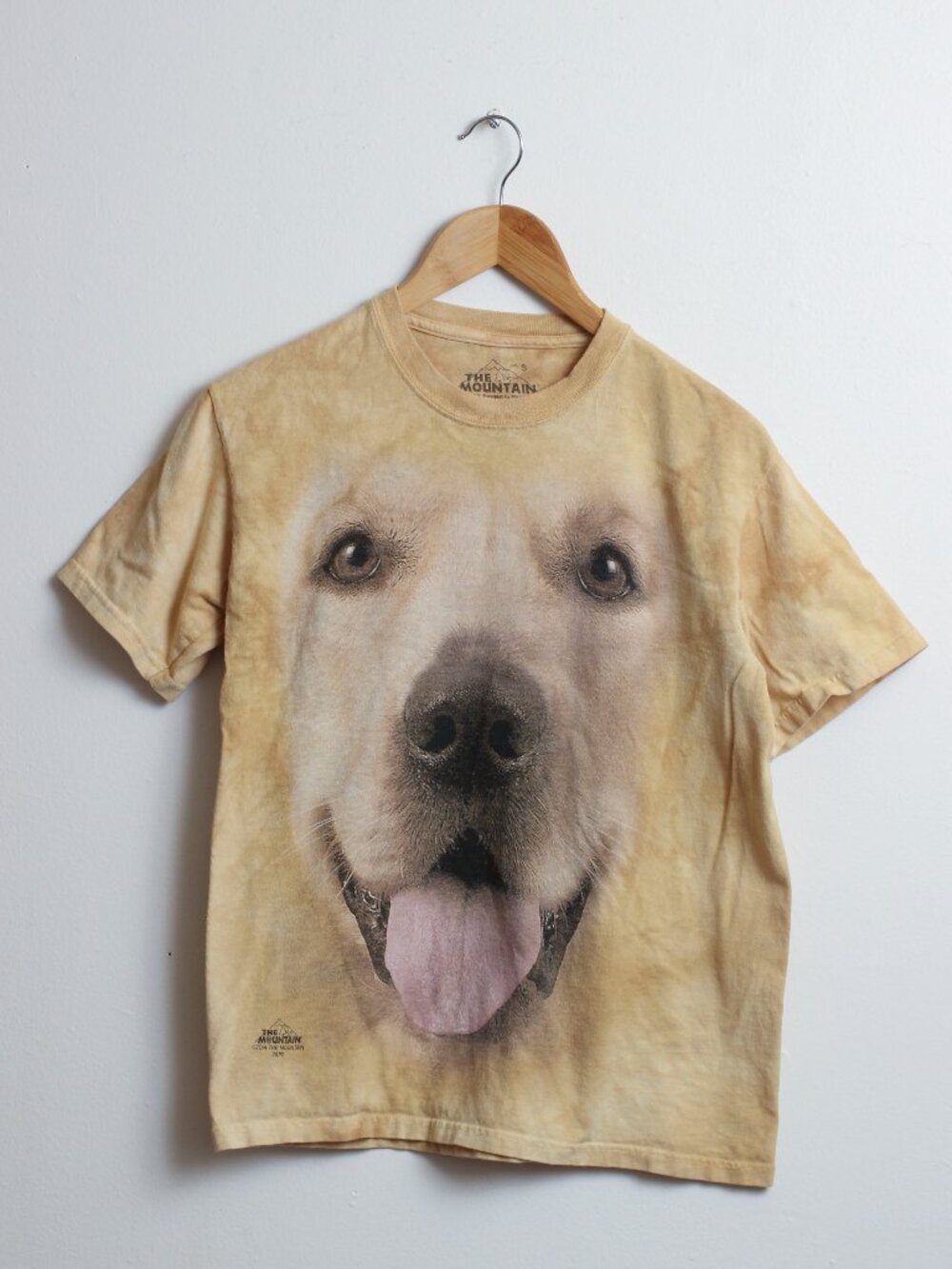 The Mountain Big Face Golden Retriever Dog T-Shirt Tie Dye Yellow Lab Mens Small